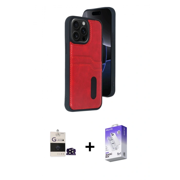 MARSİLYAN™- iPhone 14 Pro Max Kılıf Yörünge Işık Serisi - Siyah Bilvis 5in1 3D Magic Cam Ekran Koruyucu + Bilvis Titan Kamera Lens - SH