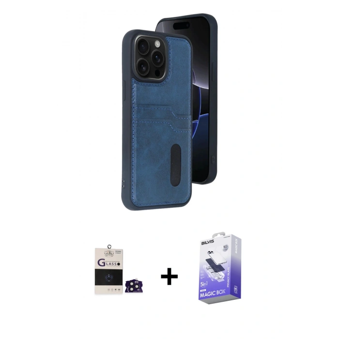 MARSİLYAN™- iPhone 14 Pro Max Kılıf Yörünge Işık Serisi - Siyah Bilvis 5in1 5D Magic Hayalet Cam Ekran Koruyucu + Bilvis Titan Kamera Lens - DNMR