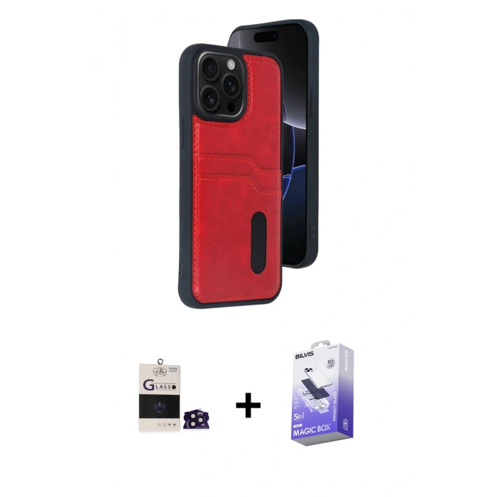 MARSİLYAN™- iPhone 14 Pro Max Kılıf Yörünge Işık Serisi - Siyah Bilvis 5in1 5D Magic Hayalet Cam Ekran Koruyucu + Bilvis Titan Kamera Lens - DNMR