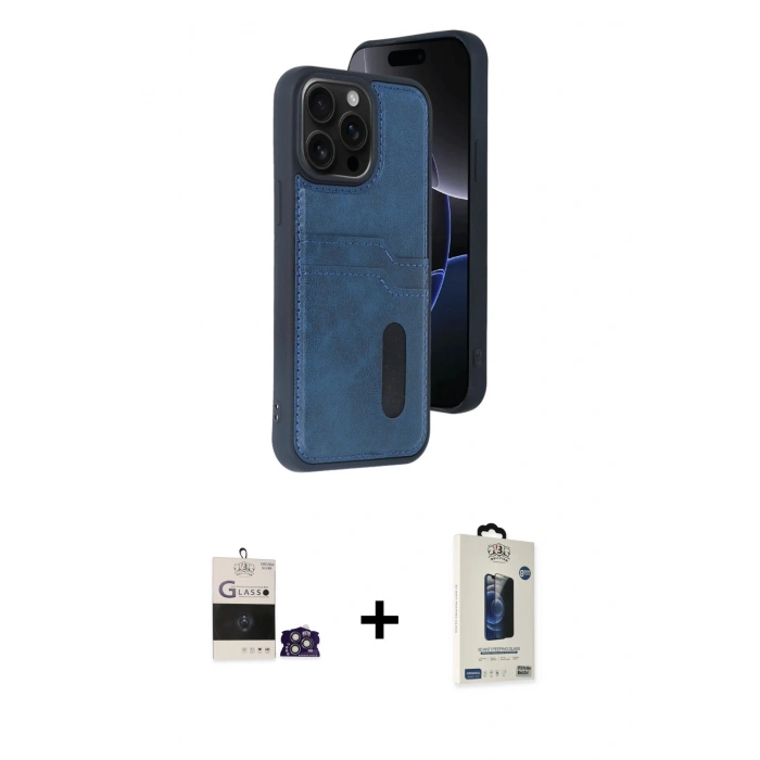 MARSİLYAN™- iPhone 14 Pro Max Kılıf Yörünge Işık Serisi - Siyah Bilvis Hayalet Cam Ekran Koruyucu + Bilvis Titan Kamera Lens - GS