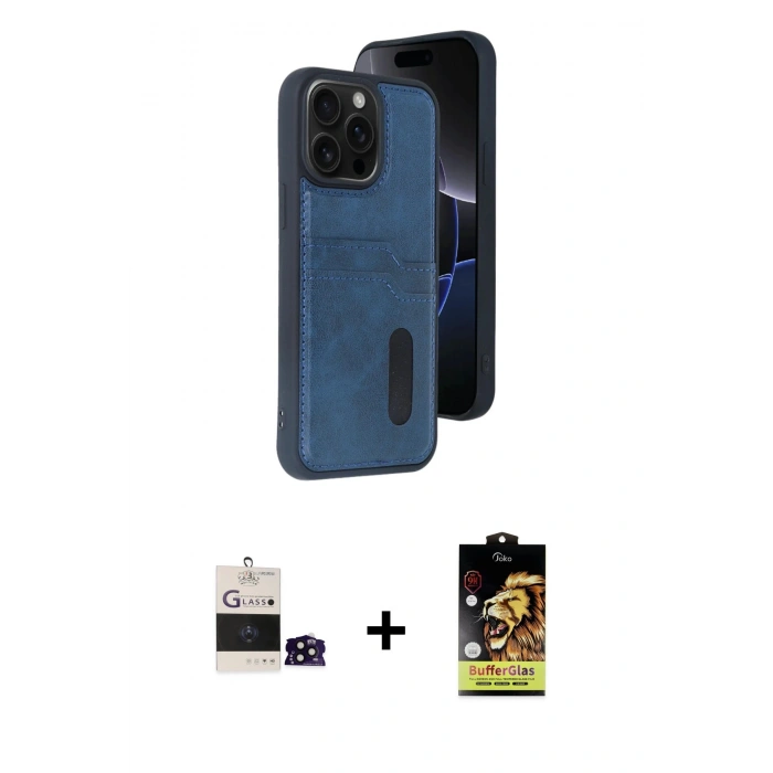MARSİLYAN™- iPhone 14 Pro Max Kılıf Yörünge Işık Serisi - Siyah Buffer Cam Ekran Koruyucu + Bilvis Titan Kamera Lens - SH