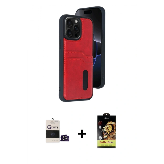 MARSİLYAN™- iPhone 14 Pro Max Kılıf Yörünge Işık Serisi - Siyah Buffer Cam Ekran Koruyucu + Bilvis Titan Kamera Lens - SH