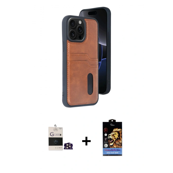 MARSİLYAN™- iPhone 14 Pro Max Kılıf Yörünge Işık Serisi - Siyah Buffer Hayalet Cam Ekran Koruyucu + Bilvis Titan Kamera Lens - GD