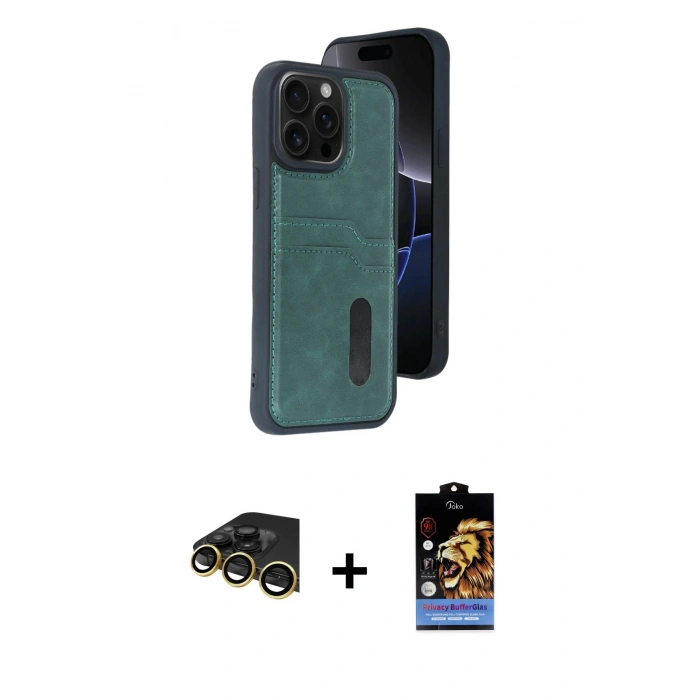 MARSİLYAN™- iPhone 14 Pro Max Kılıf Yörünge Işık Serisi - Siyah Buffer Hayalet Cam Ekran Koruyucu + Raze Metal Kamera Lens - GD