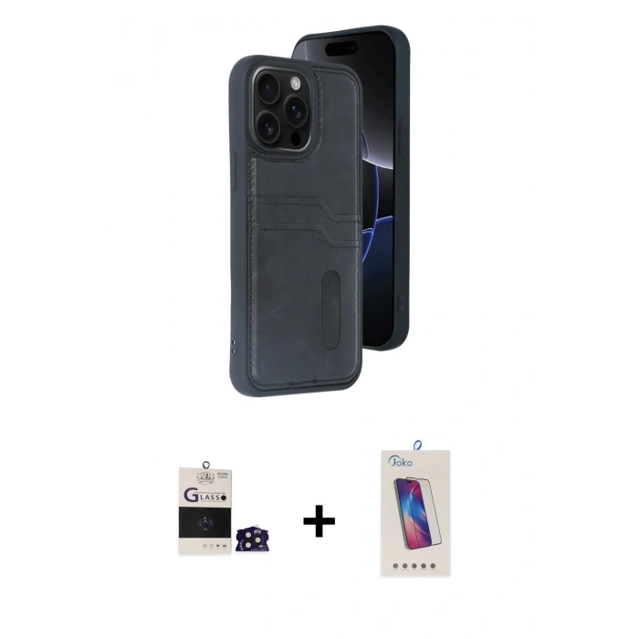 MARSİLYAN™- iPhone 14 Pro Max Kılıf Yörünge Işık Serisi - Siyah Joko 5D Cam + Bilvis Titan Kamera Lens - DNMR