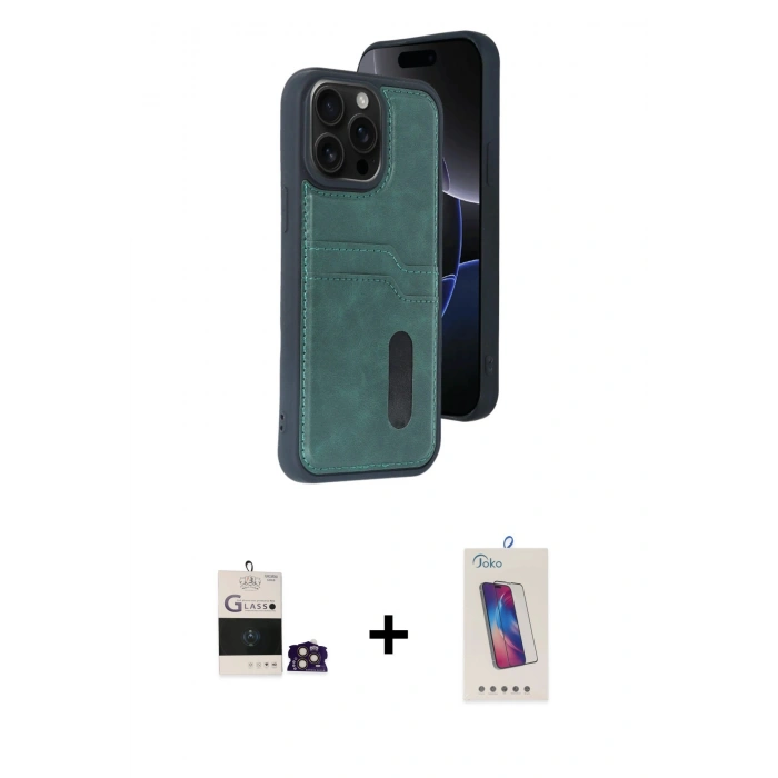 MARSİLYAN™- iPhone 14 Pro Max Kılıf Yörünge Işık Serisi - Siyah Joko 5D Cam + Gold Bilvis Titan Kamera Lens