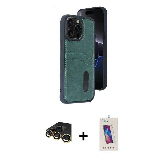 MARSİLYAN™- iPhone 14 Pro Max Kılıf Yörünge Işık Serisi - Siyah Joko 5D Cam + Raze Metal Kamera Lens - GD