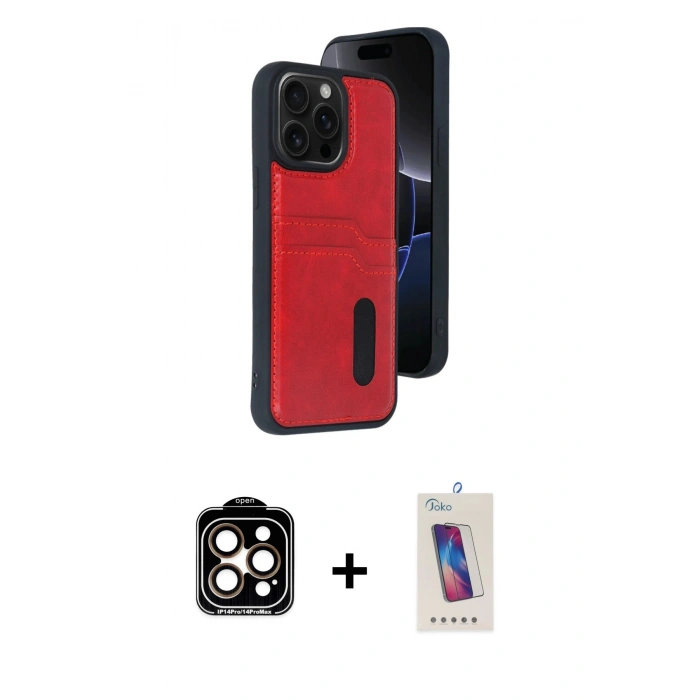 MARSİLYAN™- iPhone 14 Pro Max Kılıf Yörünge Işık Serisi - Siyah Joko 5D Cam + PVD Metal Kamera Lens - TU