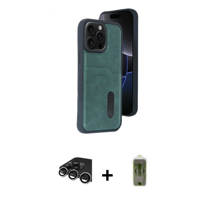 MARSİLYAN™- iPhone 14 Pro Max Kılıf Yörünge Işık Serisi - Siyah Joko Magic 5D Hayalet Cam + Raze Metal Kamera Lens - GS