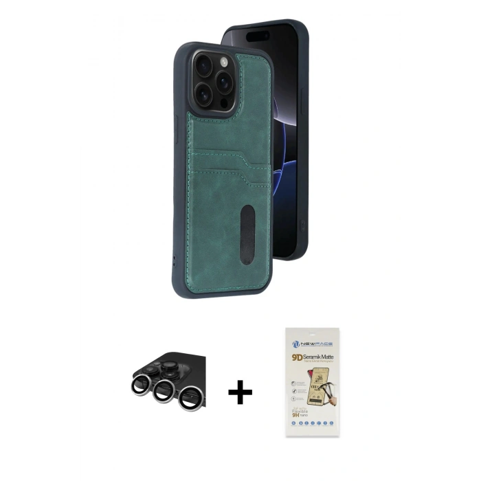 MARSİLYAN™- iPhone 14 Pro Max Kılıf Yörünge Işık Serisi - Siyah Mat Seramik Nano Ekran Koruyucu + Raze Metal Kamera Lens - GS
