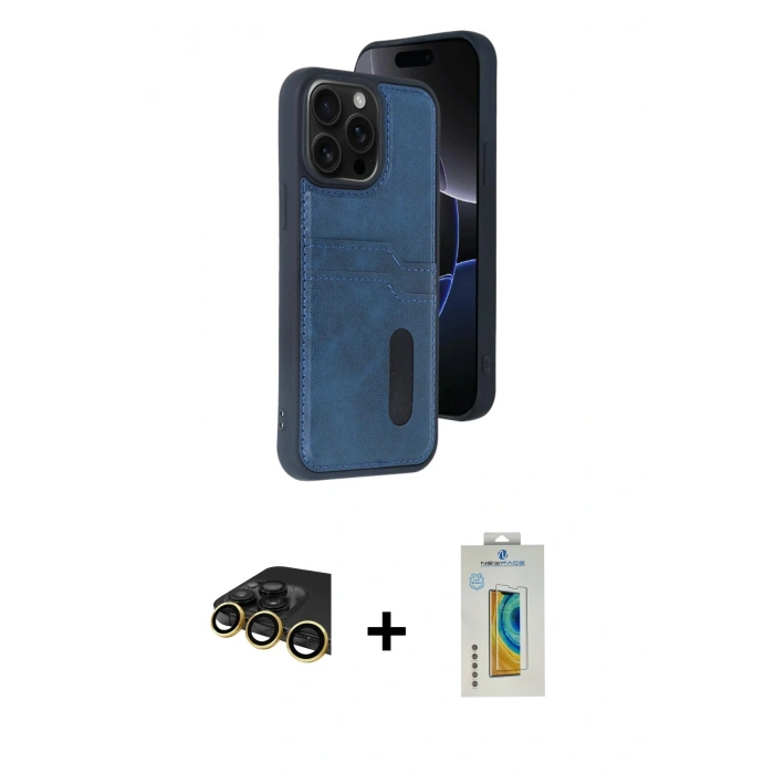 MARSİLYAN™- iPhone 14 Pro Max Kılıf Yörünge Işık Serisi - Siyah Polymer Nano Ekran Koruyucu + Raze Metal Kamera Lens - GD