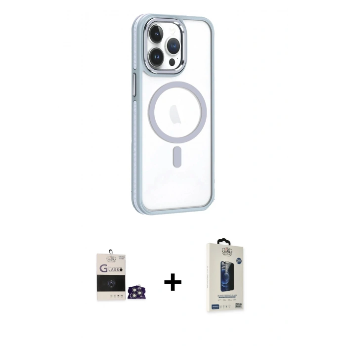 MARSİLYAN™- iPhone 14 Pro Max Kılıf Yörünge Klasik - Siyah Bilvis Hayalet Cam Ekran Koruyucu + Bilvis Titan Kamera Lens - GS