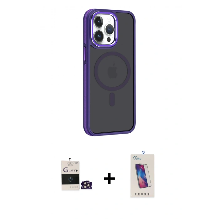 MARSİLYAN™- iPhone 14 Pro Max Kılıf Yörünge Klasik - Siyah Joko 5D Cam + Bilvis Titan Kamera Lens - GD