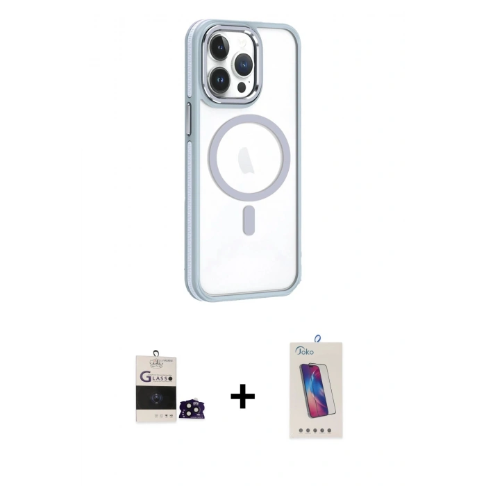 MARSİLYAN™- iPhone 14 Pro Max Kılıf Yörünge Klasik - Siyah Joko 5D Cam + Bilvis Titan Kamera Lens - SH