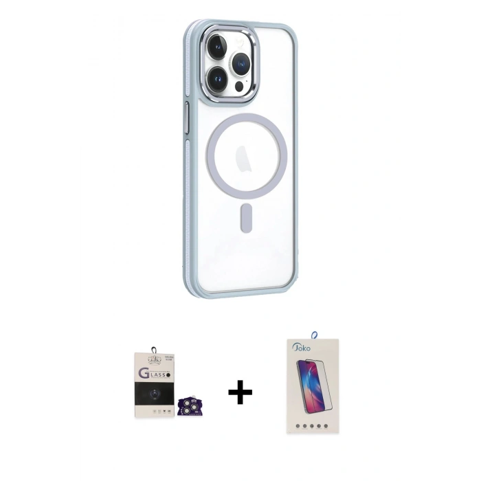 MARSİLYAN™- iPhone 14 Pro Max Kılıf Yörünge Klasik - Siyah Joko 5D Cam + Bilvis Titan Kamera Lens - GS