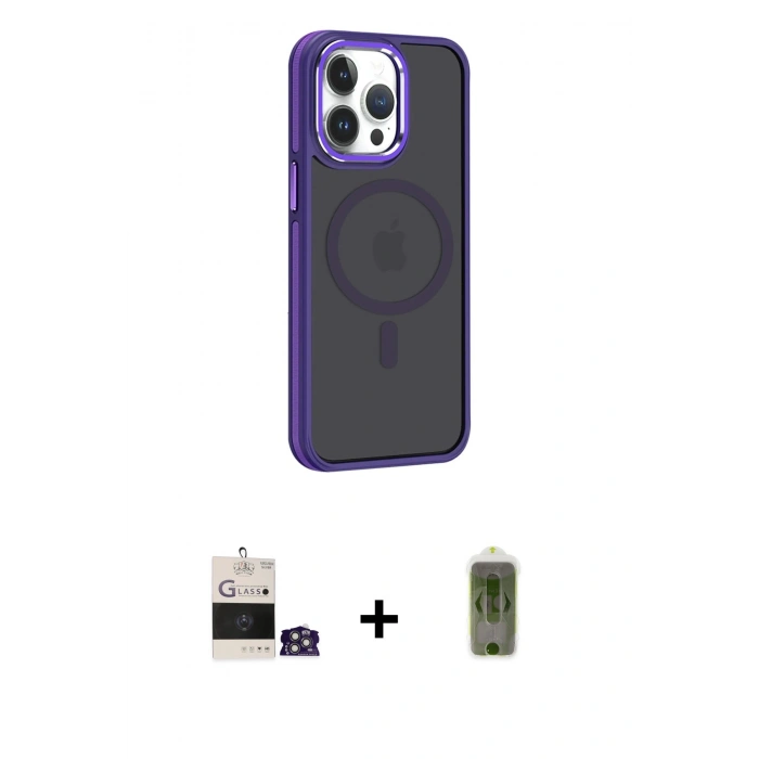 MARSİLYAN™- iPhone 14 Pro Max Kılıf Yörünge Klasik - Siyah Joko Magic 5D Hayalet Cam + Bilvis Titan Kamera Lens - GS