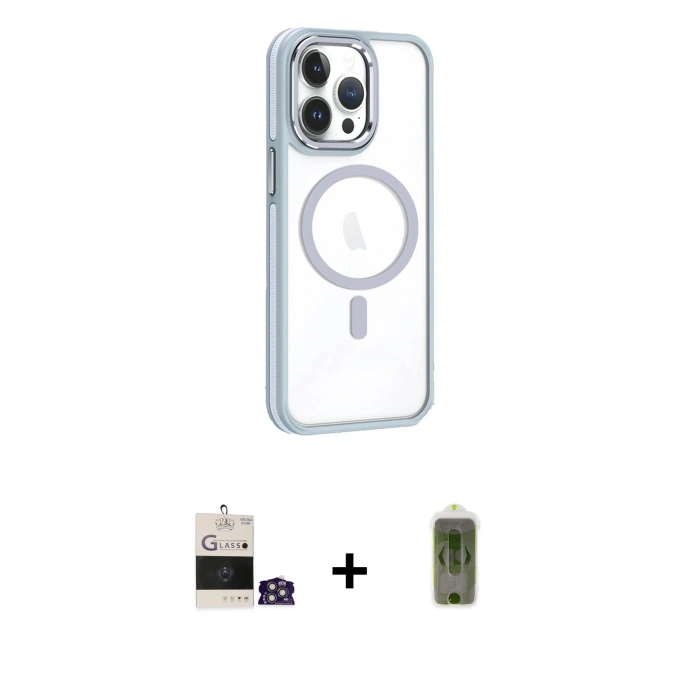 MARSİLYAN™- iPhone 14 Pro Max Kılıf Yörünge Klasik - Siyah Joko Magic 5D Hayalet Cam + Bilvis Titan Kamera Lens - GS