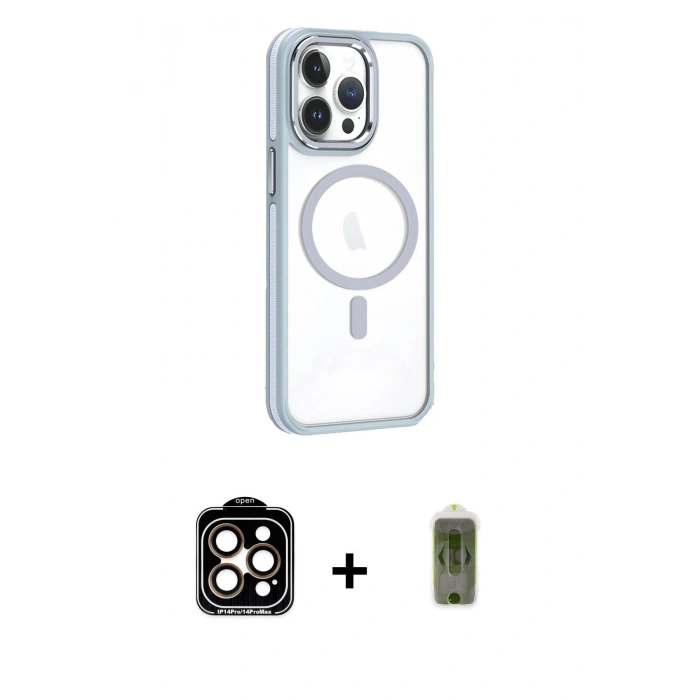 MARSİLYAN™- iPhone 14 Pro Max Kılıf Yörünge Klasik - Siyah Joko Magic 5D Hayalet Cam + PVD Metal Kamera Lens - TU