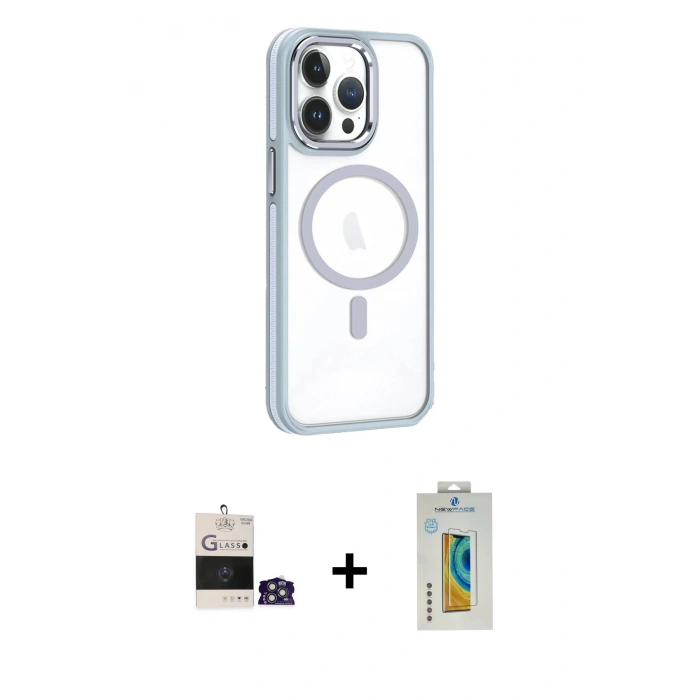 MARSİLYAN™- iPhone 14 Pro Max Kılıf Yörünge Klasik - Siyah Polymer Nano Ekran Koruyucu + Bilvis Titan Kamera Lens - GS