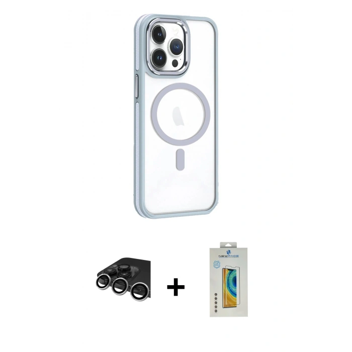 MARSİLYAN™- iPhone 14 Pro Max Kılıf Yörünge Klasik - Siyah Polymer Nano Ekran Koruyucu + Raze Metal Kamera Lens - GS