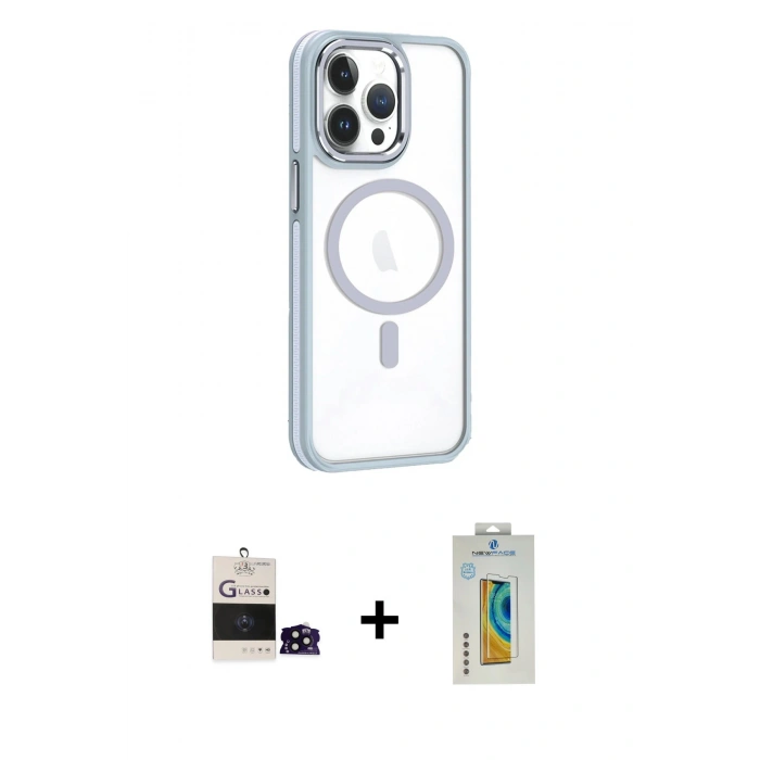 MARSİLYAN™- iPhone 14 Pro Max Kılıf Yörünge Klasik - Siyah Polymer Nano Ekran Koruyucu + Bilvis Titan Kamera Lens - SH