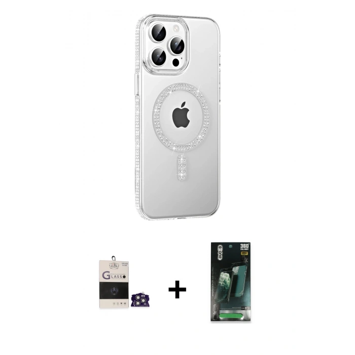 MARSİLYAN™- iPhone 14 Pro Max Kılıf Yörünge Koleksiyonu - Siyah 360 Mat Full Body Arka Koruyucu + Bilvis Titan Kamera Lens - GS