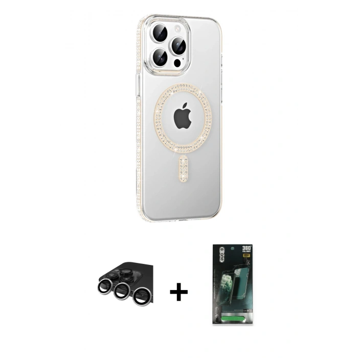 MARSİLYAN™- iPhone 14 Pro Max Kılıf Yörünge Koleksiyonu - Siyah 360 Mat Full Body Arka Koruyucu + Raze Metal Kamera Lens - GS