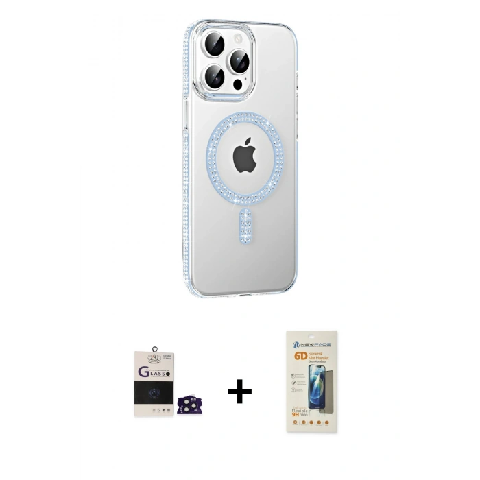 MARSİLYAN™- iPhone 14 Pro Max Kılıf Yörünge Koleksiyonu - Siyah 6D Mat Seramik Hayalet Nano Ekran Koruyucu + Bilvis Titan Kamera Lens - DNMR