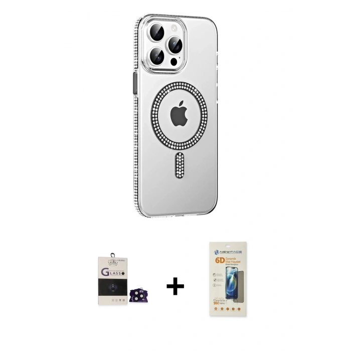 MARSİLYAN™- iPhone 14 Pro Max Kılıf Yörünge Koleksiyonu - Siyah 6D Mat Seramik Hayalet Nano Ekran Koruyucu + Bilvis Titan Kamera Lens - SH