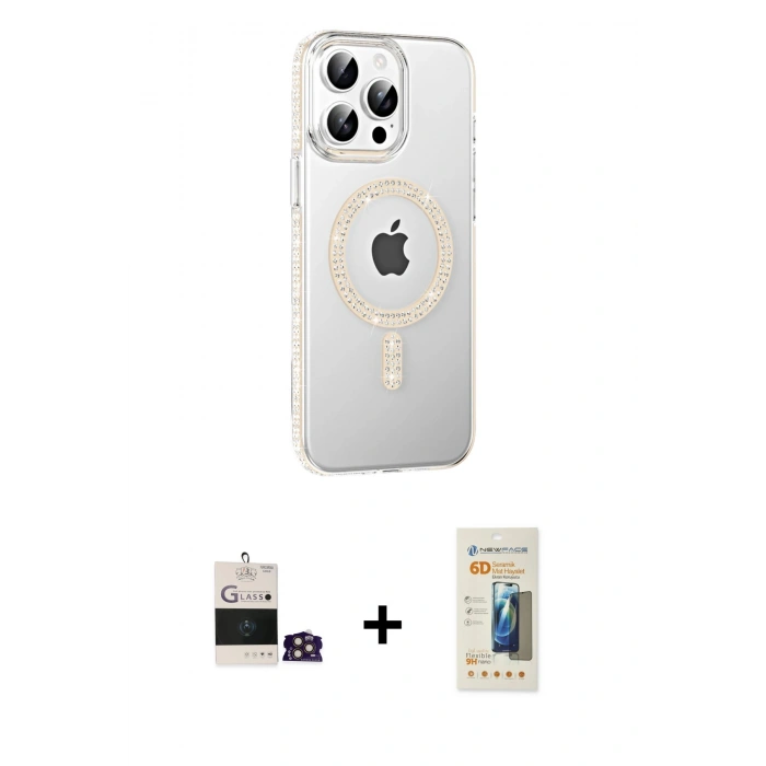 MARSİLYAN™- iPhone 14 Pro Max Kılıf Yörünge Koleksiyonu - Siyah 6D Mat Seramik Hayalet Nano Ekran Koruyucu + Bilvis Titan Kamera Lens - GD