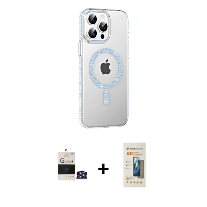 MARSİLYAN™- iPhone 14 Pro Max Kılıf Yörünge Koleksiyonu - Siyah 6D Mat Seramik Hayalet Nano Ekran Koruyucu + Bilvis Titan Kamera Lens - GD
