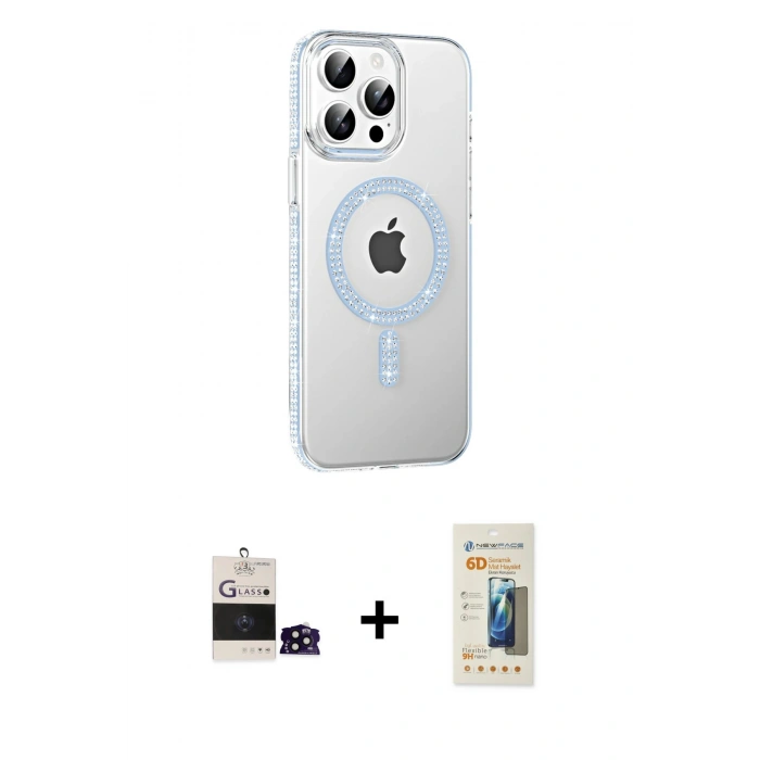 MARSİLYAN™- iPhone 14 Pro Max Kılıf Yörünge Koleksiyonu - Siyah 6D Mat Seramik Hayalet Nano Ekran Koruyucu + Bilvis Titan Kamera Lens - SH