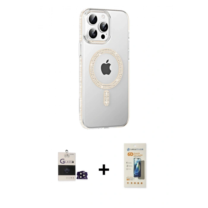 MARSİLYAN™- iPhone 14 Pro Max Kılıf Yörünge Koleksiyonu - Siyah 6D Mat Seramik Hayalet Nano Ekran Koruyucu + Bilvis Titan Kamera Lens - SH