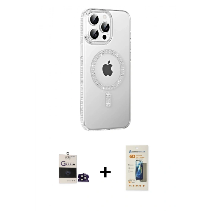 MARSİLYAN™- iPhone 14 Pro Max Kılıf Yörünge Koleksiyonu - Siyah 6D Mat Seramik Hayalet Nano Ekran Koruyucu + Bilvis Titan Kamera Lens - SH
