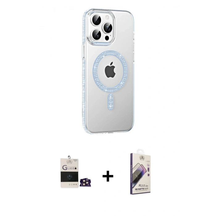 MARSİLYAN™- iPhone 14 Pro Max Kılıf Yörünge Koleksiyonu - Siyah Bilvis 3D Mat Cam Ekran Koruyucu + Bilvis Titan Kamera Lens - GD