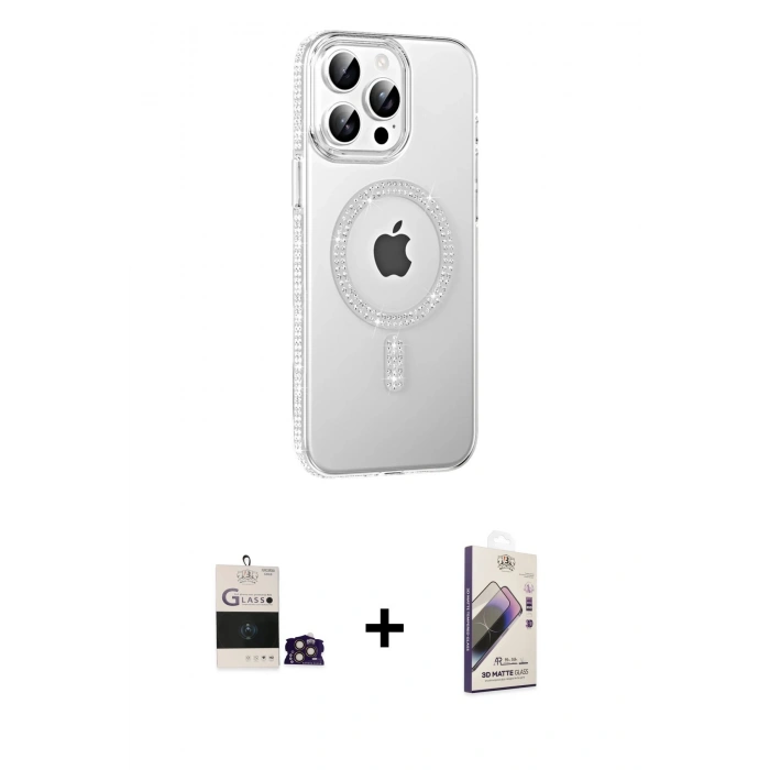 MARSİLYAN™- iPhone 14 Pro Max Kılıf Yörünge Koleksiyonu - Siyah Bilvis 3D Mat Cam Ekran Koruyucu + Bilvis Titan Kamera Lens - GD