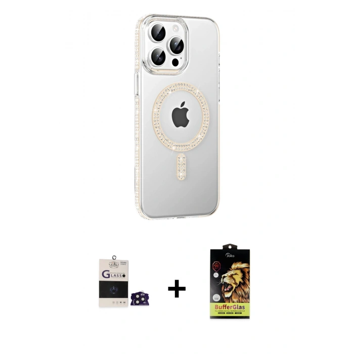 MARSİLYAN™- iPhone 14 Pro Max Kılıf Yörünge Koleksiyonu - Siyah Buffer Cam Ekran Koruyucu + Bilvis Titan Kamera Lens - DNMR