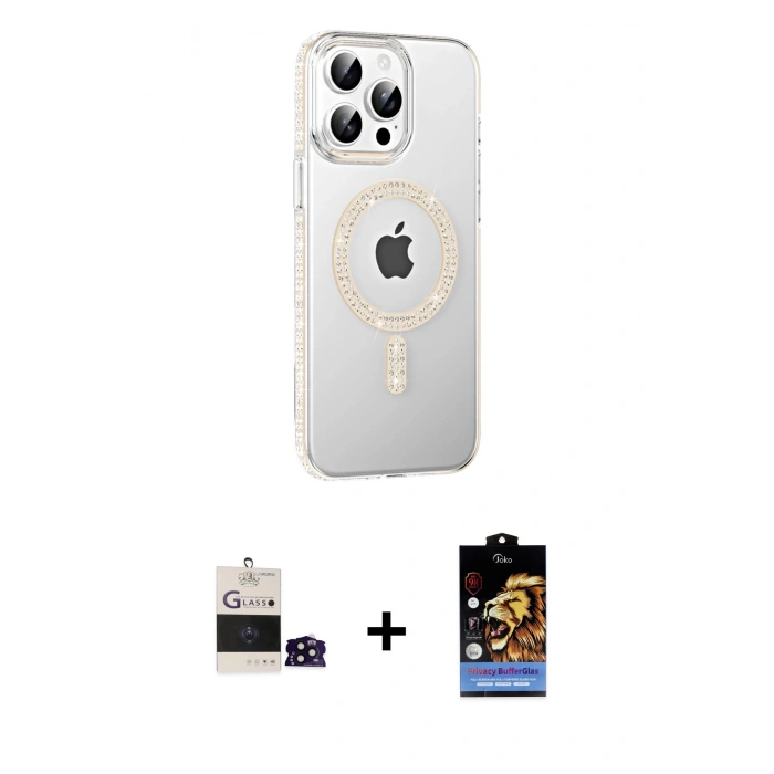 MARSİLYAN™- iPhone 14 Pro Max Kılıf Yörünge Koleksiyonu - Siyah Buffer Hayalet Cam Ekran Koruyucu + Siyah Bilvis Titan Kamera Lens