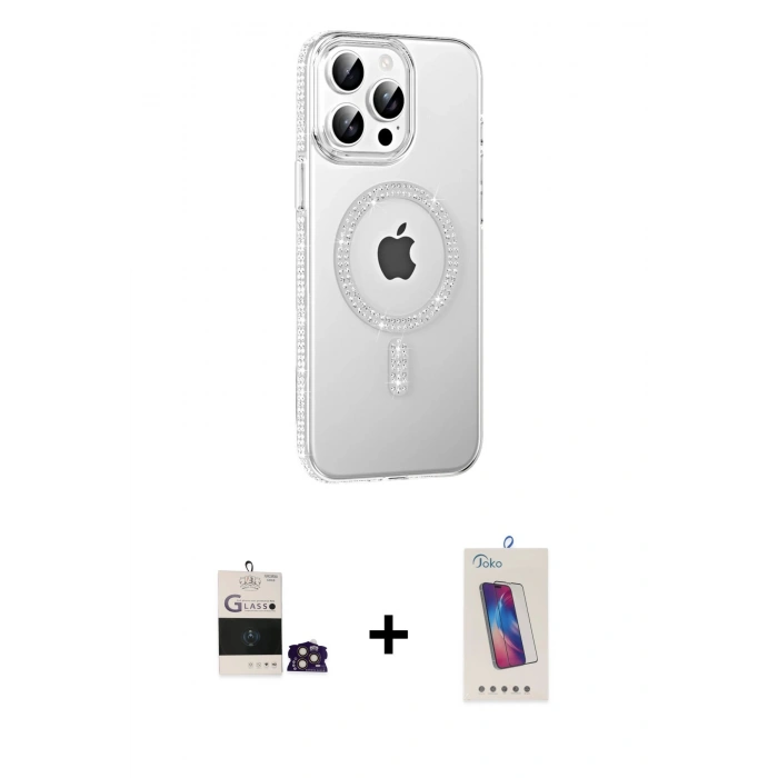 MARSİLYAN™- iPhone 14 Pro Max Kılıf Yörünge Koleksiyonu - Siyah Joko 5D Cam + Gold Bilvis Titan Kamera Lens