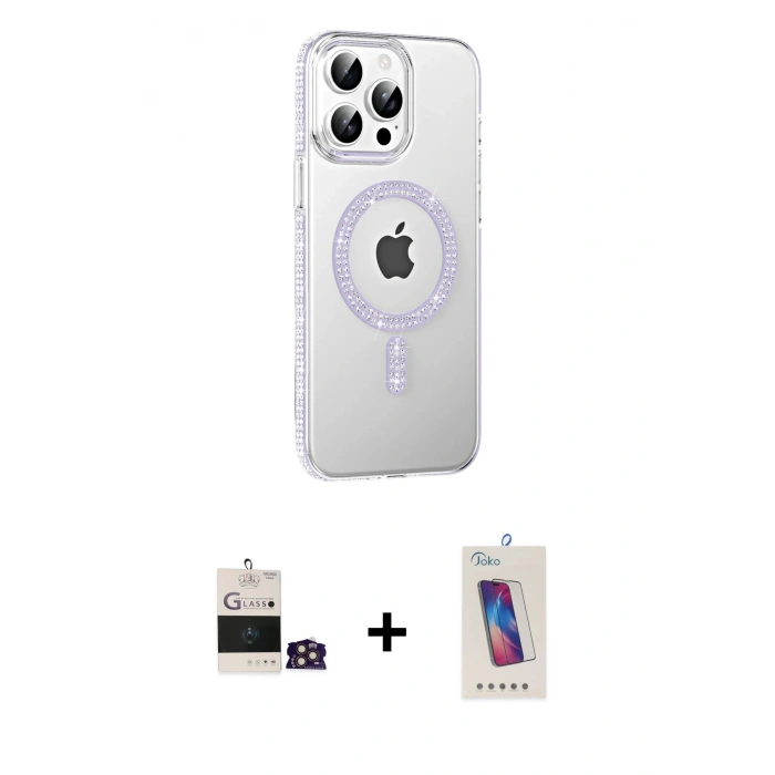 MARSİLYAN™- iPhone 14 Pro Max Kılıf Yörünge Koleksiyonu - Siyah Joko 5D Cam + Gold Bilvis Titan Kamera Lens