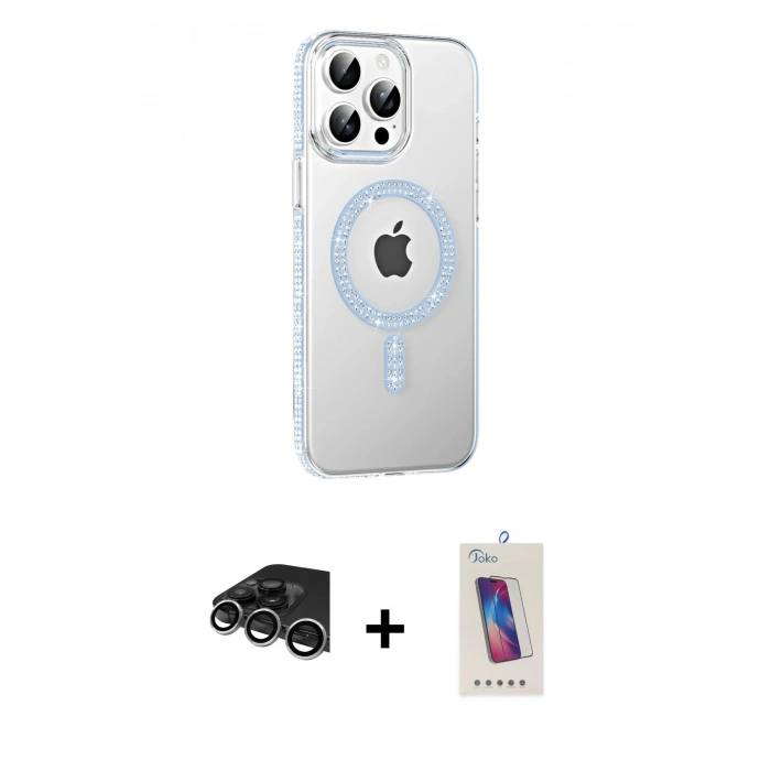 MARSİLYAN™- iPhone 14 Pro Max Kılıf Yörünge Koleksiyonu - Siyah Joko 5D Cam + Raze Metal Kamera Lens - GS
