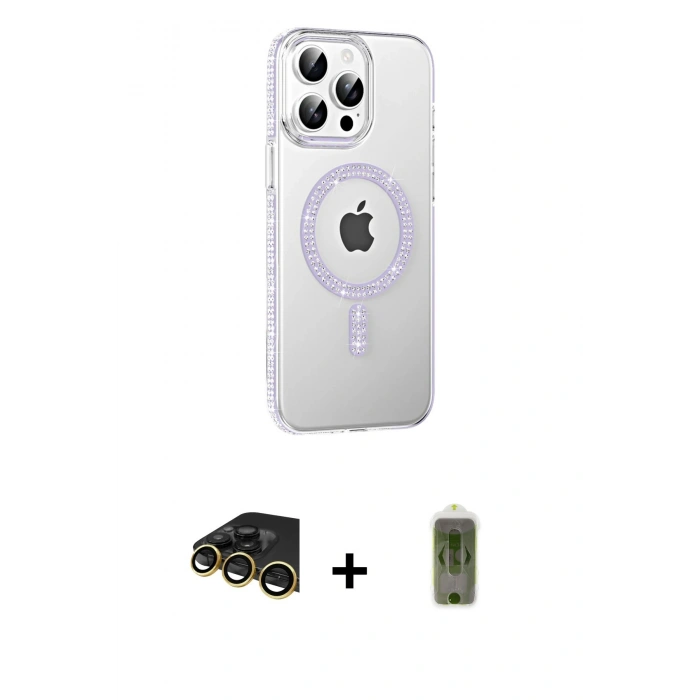 MARSİLYAN™- iPhone 14 Pro Max Kılıf Yörünge Koleksiyonu - Siyah Joko Magic 5D Hayalet Cam + Raze Metal Kamera Lens - GD