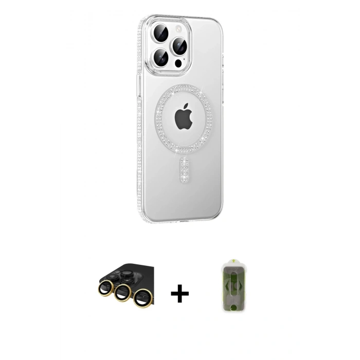 MARSİLYAN™- iPhone 14 Pro Max Kılıf Yörünge Koleksiyonu - Siyah Joko Magic 5D Hayalet Cam + Raze Metal Kamera Lens - GD