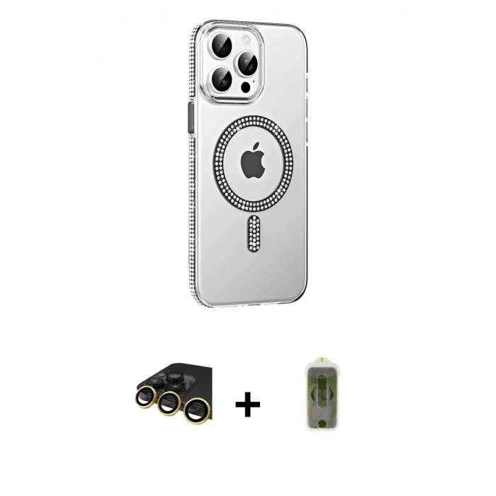 MARSİLYAN™- iPhone 14 Pro Max Kılıf Yörünge Koleksiyonu - Siyah Joko Magic 5D Hayalet Cam + Raze Metal Kamera Lens - GD