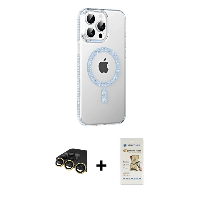 MARSİLYAN™- iPhone 14 Pro Max Kılıf Yörünge Koleksiyonu - Siyah Mat Seramik Nano Ekran Koruyucu + Raze Metal Kamera Lens - GD
