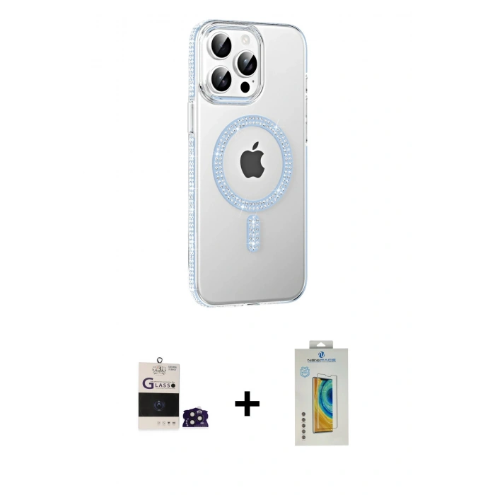 MARSİLYAN™- iPhone 14 Pro Max Kılıf Yörünge Koleksiyonu - Siyah Polymer Nano Ekran Koruyucu + Bilvis Titan Kamera Lens - DNMR