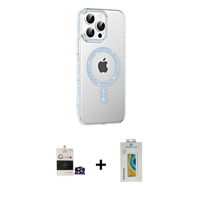 MARSİLYAN™- iPhone 14 Pro Max Kılıf Yörünge Koleksiyonu - Siyah Polymer Nano Ekran Koruyucu + Bilvis Titan Kamera Lens - GD