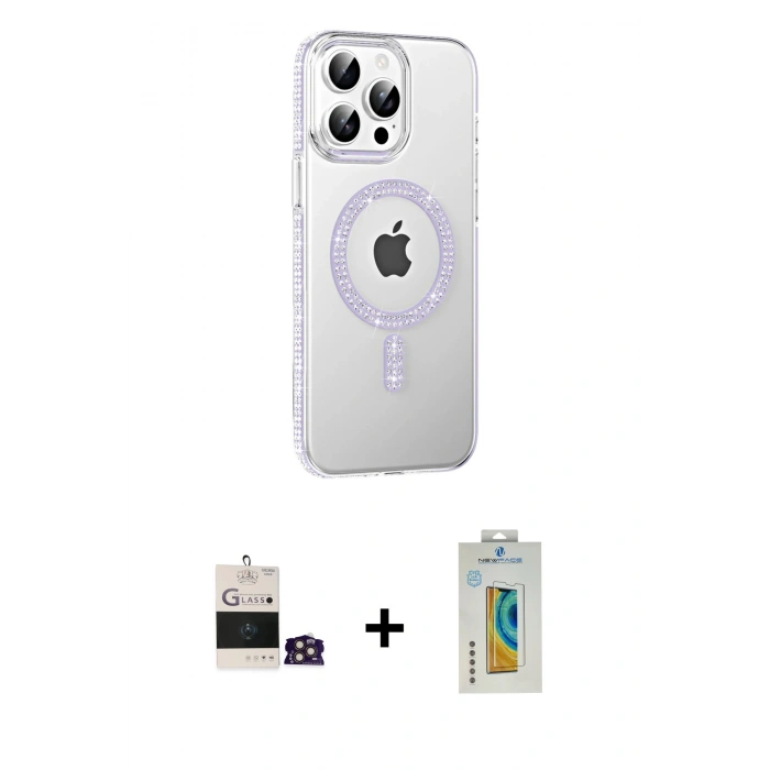 MARSİLYAN™- iPhone 14 Pro Max Kılıf Yörünge Koleksiyonu - Siyah Polymer Nano Ekran Koruyucu + Bilvis Titan Kamera Lens - GD