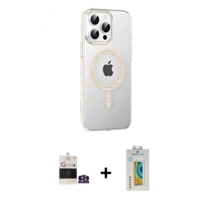 MARSİLYAN™- iPhone 14 Pro Max Kılıf Yörünge Koleksiyonu - Siyah Polymer Nano Ekran Koruyucu + Bilvis Titan Kamera Lens - GS