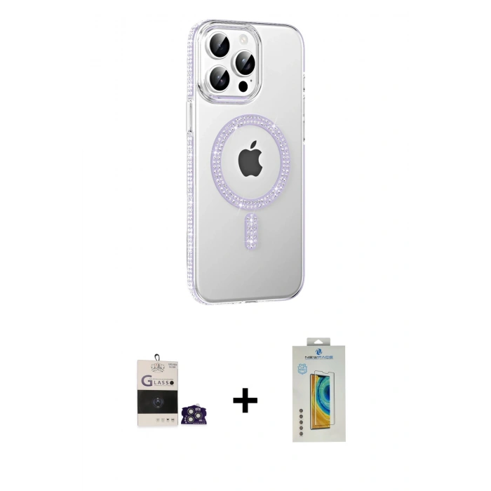 MARSİLYAN™- iPhone 14 Pro Max Kılıf Yörünge Koleksiyonu - Siyah Polymer Nano Ekran Koruyucu + Bilvis Titan Kamera Lens - GS